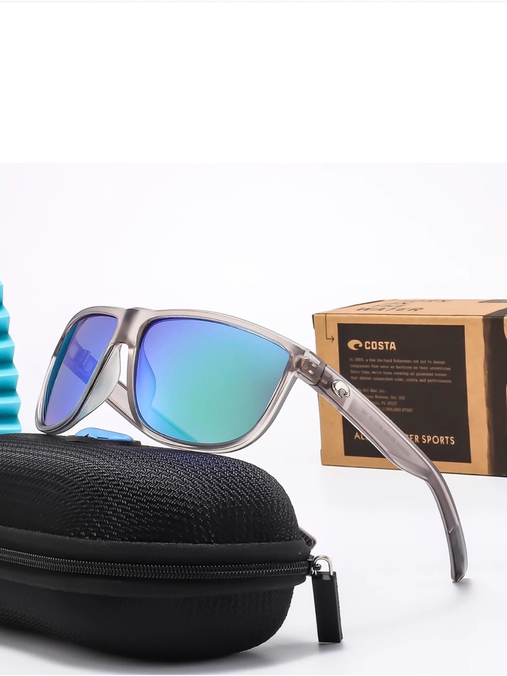 Costa Del Mar Rincondo 580P Gray/Clear Sky Blue Sunglasses NWOB
